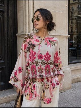 Roberto Cavalli Silk Art Nouveau Print Tunic